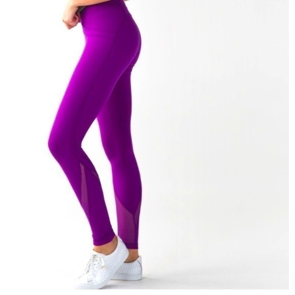 lululemon athletica Purple High-Waist Mesh-Panel Leggings